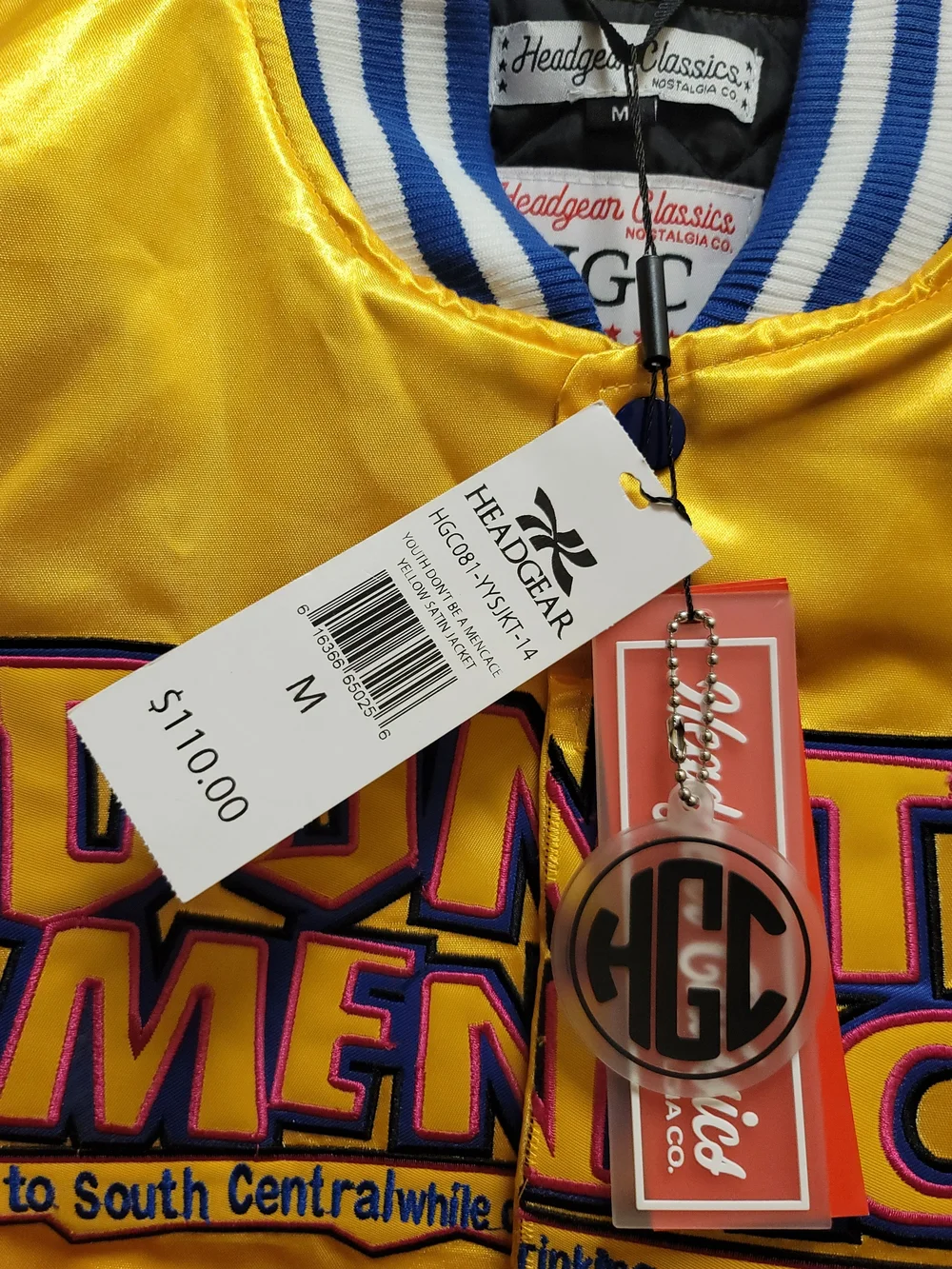 Don't Be a Menace Yellow Satin Bomber Jacket - Youth Medium - NWT
